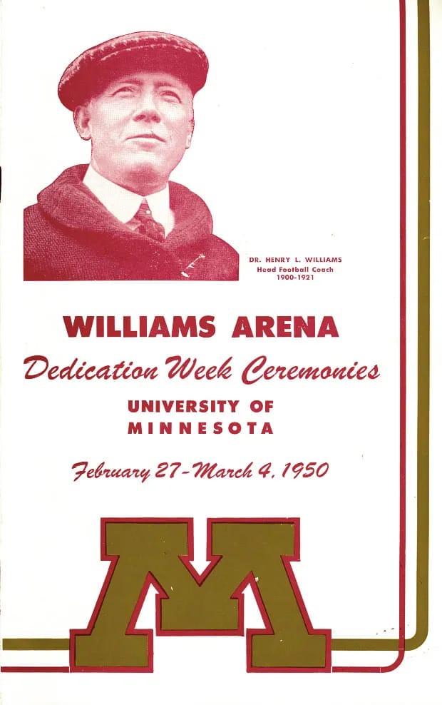 Opening week pamphlet for Williams Arena - 1950