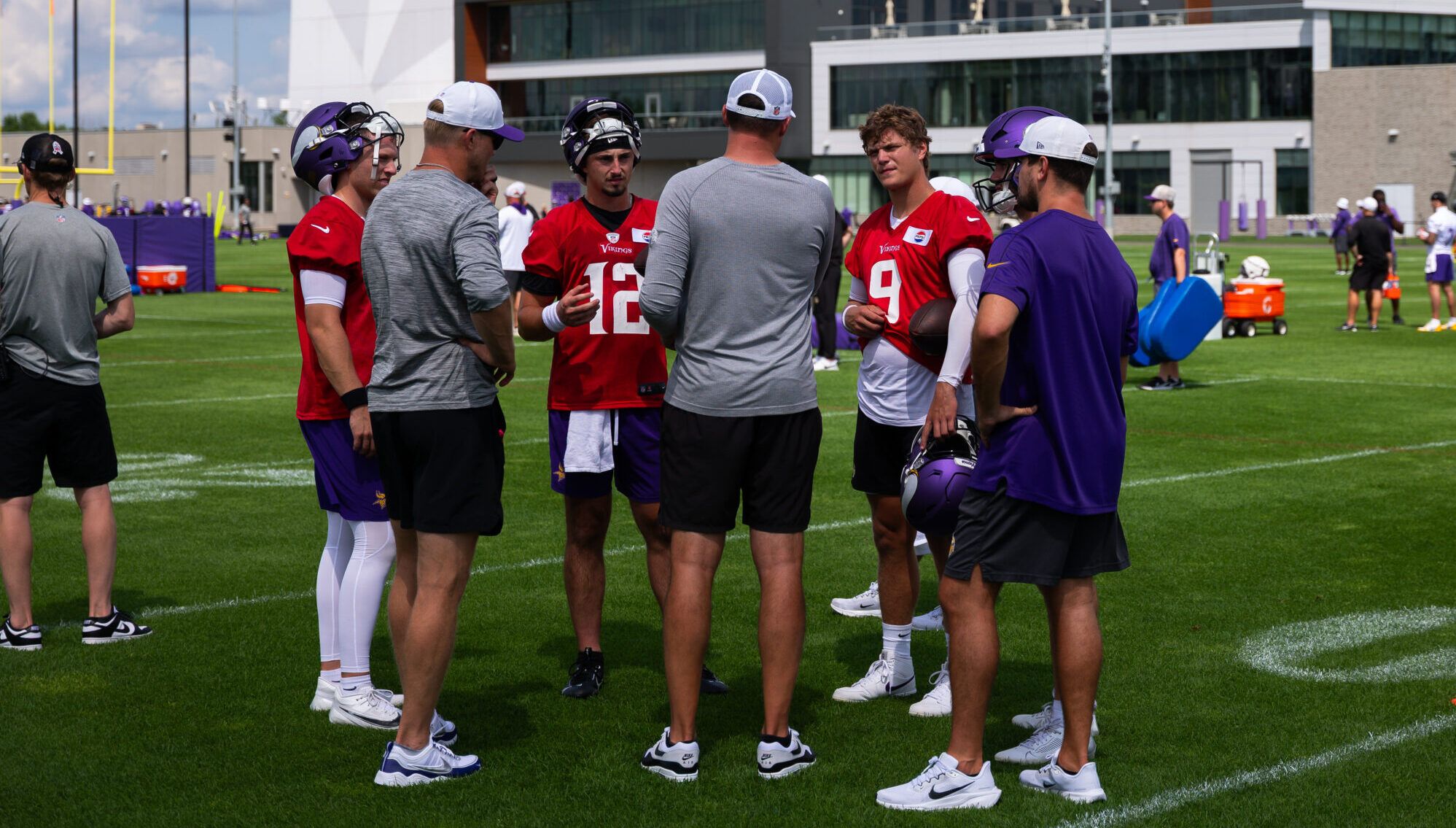 Minnesota Vikings quarterbacks talking to Kevin O'Connell