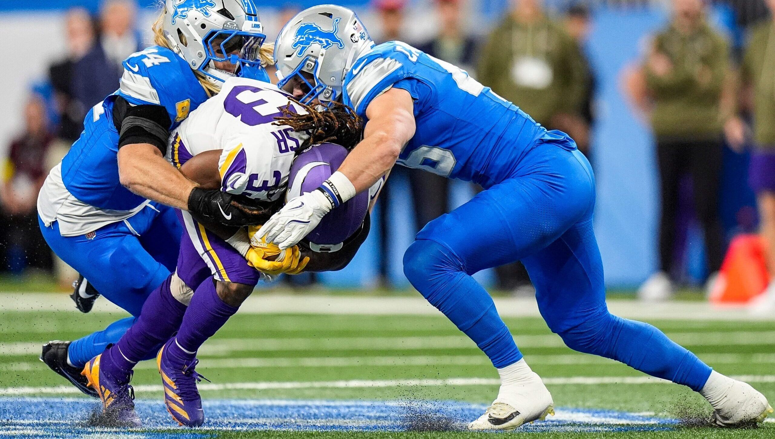 Minnesota Vikings running back Aaron Jones vs the Detroit Lions