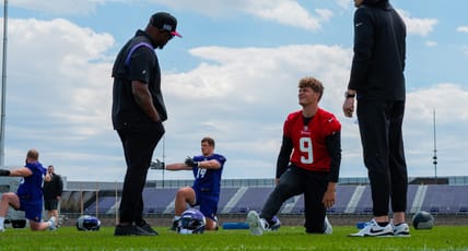 JJ McCarthy and Brian Flores - Minnesota Vikings mini camp