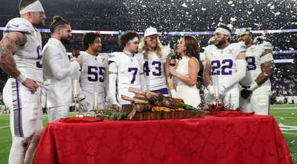 Dianna Russini speaking with Minnesota Vikings after win over Lions