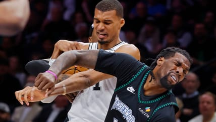 Victor Wembanyama, Naz Reid - Playoffs - San Antonio Spurs at Minnesota Timberwolves
