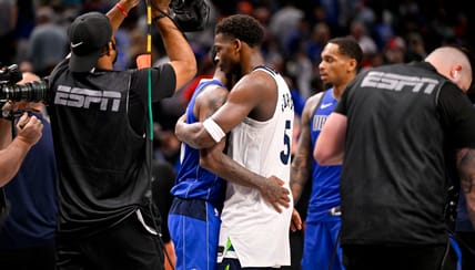 Kyrie Irving and Anthony Edwards - Minnesota Timberwolves at Dallas Mavericks