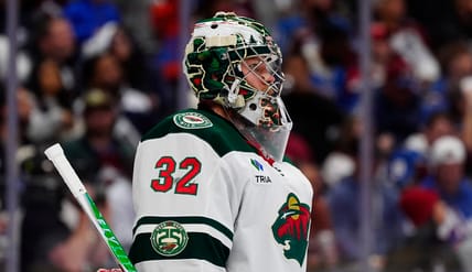 Filip Gustavsson - NHL Stanley Cup Playoffs - Minnesota Wild at Colorado Avalanche