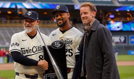 Tom Pohlad, Byron Buxton, Derek Shelton - Minnesota Twins