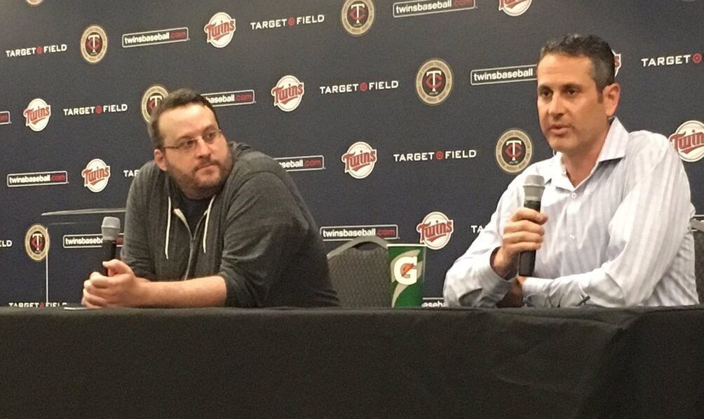 Aaron Gleeman sitting with former Minnesota Twins GM Thad Levine - Minnesota Twins