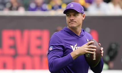 Oct 5, 2025; Tottenham, United Kingdom; Minnesota Vikings head coach Kevin O'Connell during warmups before an NFL International Series game between the Minnesota Vikings and the Cleveland Browns at Tottenham Hotspur Stadium. Mandatory Credit: Kirby Lee-Imagn Images
