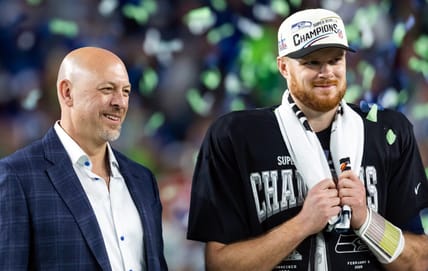 Former Minnesota Vikings QB Sam Darnold after winning Super Bowl LX with the Seattle Seahawks