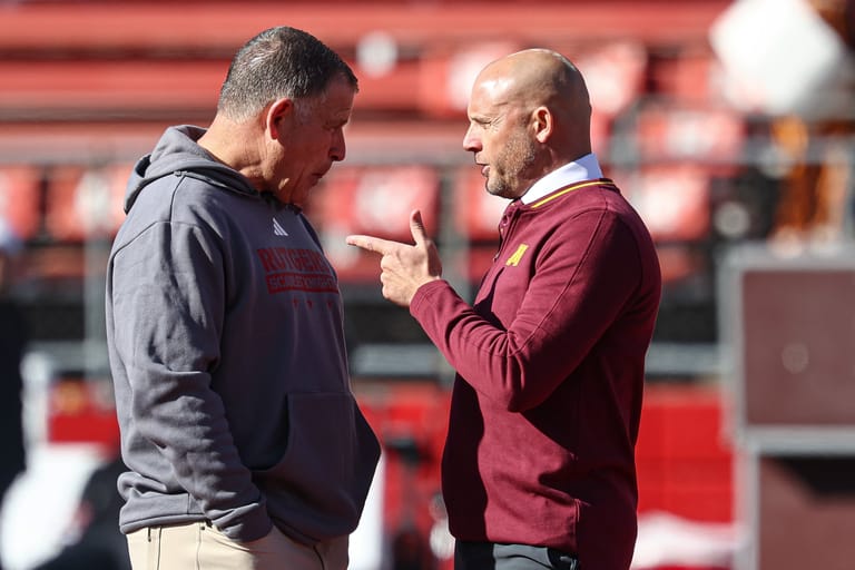 PJ Fleck and Greg Schiano - NCAA Football: Minnesota Gophers at Rutgers Scarlet Knights