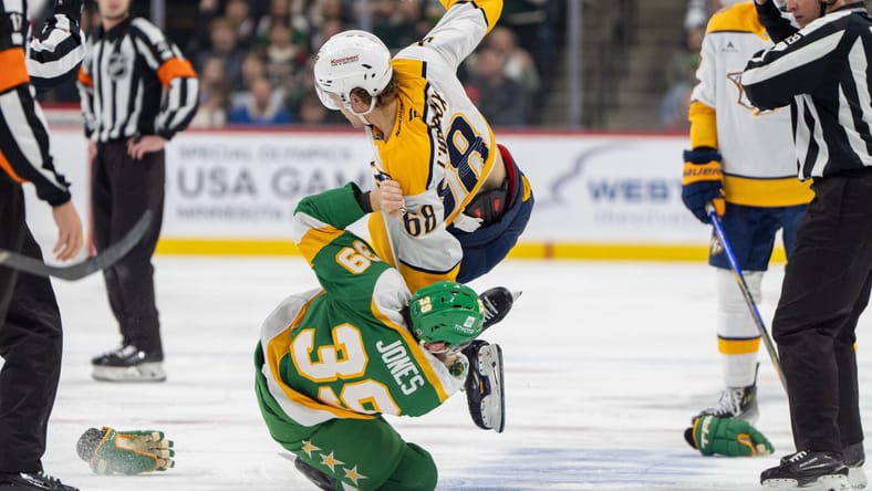 Ben Jones fight - Nashville Predators at Minnesota Wild