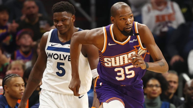 Kevin Durant, Anthony Edwards - Minnesota Timberwolves at Phoenix Suns