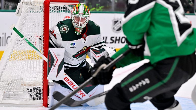 Jesper Wallstedt : Stanley Cup Playoffs-Minnesota Wild at Dallas Stars