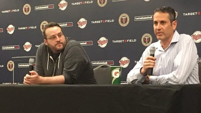 Aaron Gleeman sitting with former Minnesota Twins GM Thad Levine - Minnesota Twins