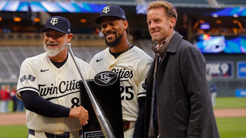 Tom Pohlad, Byron Buxton, Derek Shelton - Minnesota Twins