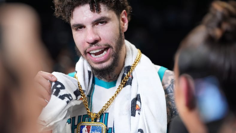 New Minnesota Timberwolves guard LaMelo Ball - Playoffs-Miami Heat at Charlotte Hornets