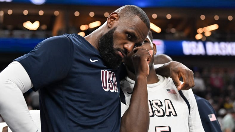 LeBron James and Minnesota Timberwolves star Anthony Edwards while playing together on Team USA