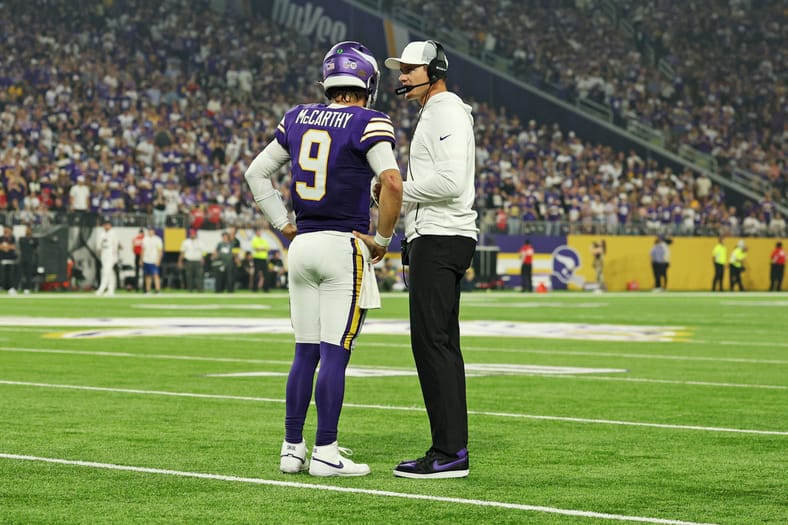 JJ McCarthy with Kevin O'Connell - Atlanta Falcons at Minnesota Vikings