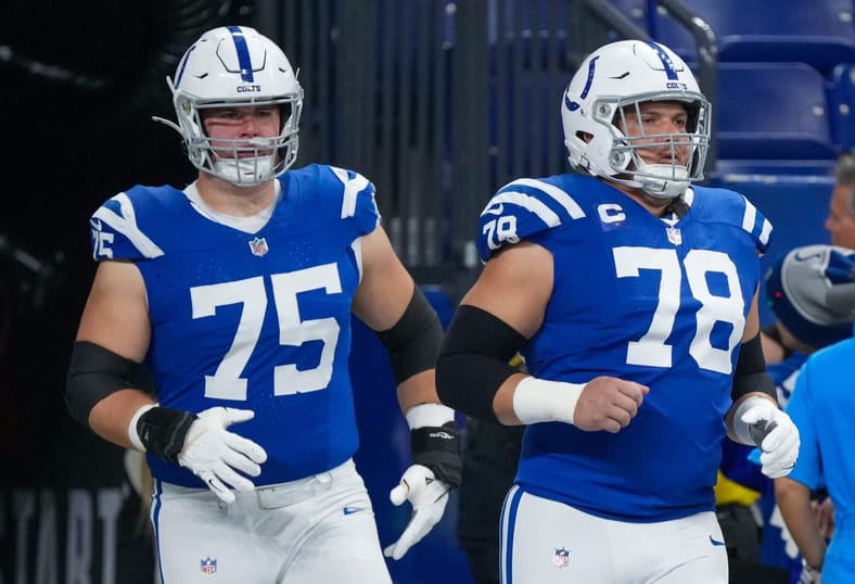 New Minnesota Vikings offensive linemen, Will Fries and Ryan Kelly while playing together for the Indianapolis Colts