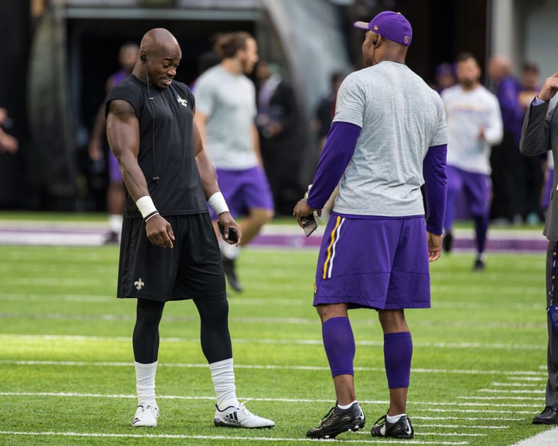 Adrian Peterson and Everson Griffen - New Orleans Saints at Minnesota Vikings