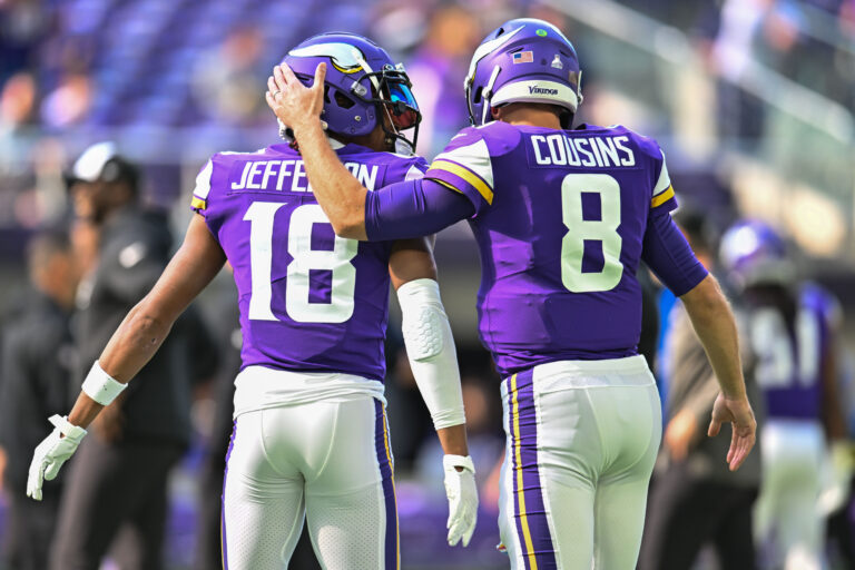 minnesota vikings' kirk cousins, justin jefferson